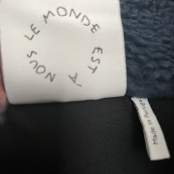 Le Pere Woods Quarter Zip Sherpa Pullover, Color Redbud Pink & Navy - Picture 5 of 7